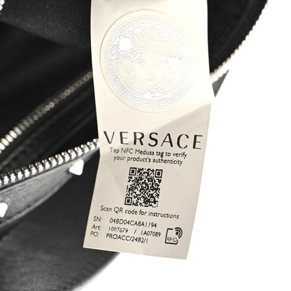 Versace Calfskin Studded Medium Repeat Zip Hobo Black 7 of 14