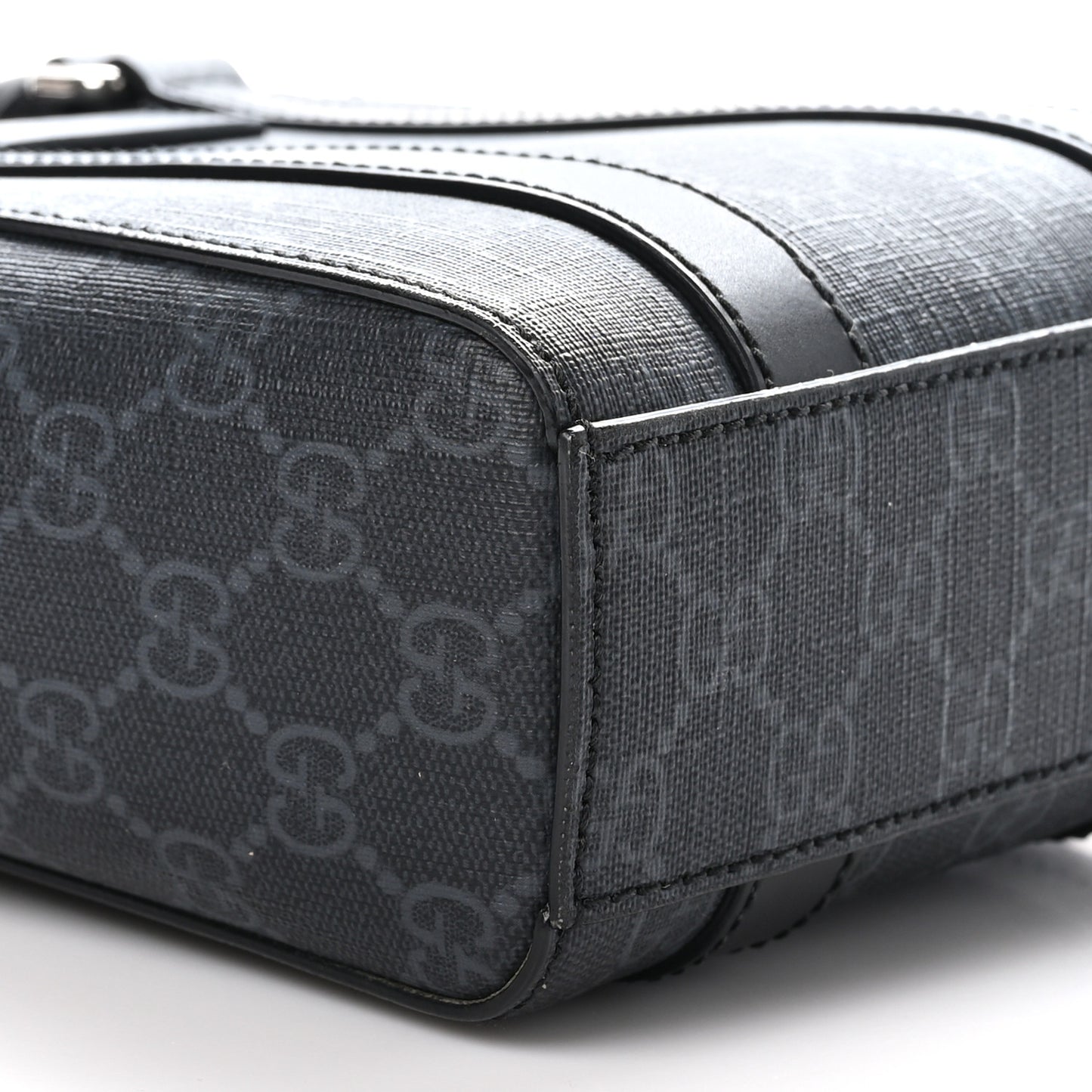 GG Supreme Monogram Appia Calfskin Web Mini Tote Bag Black