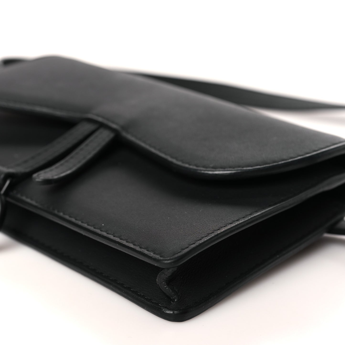 Ultra Matte Calfskin Saddle Belt Clutch Black