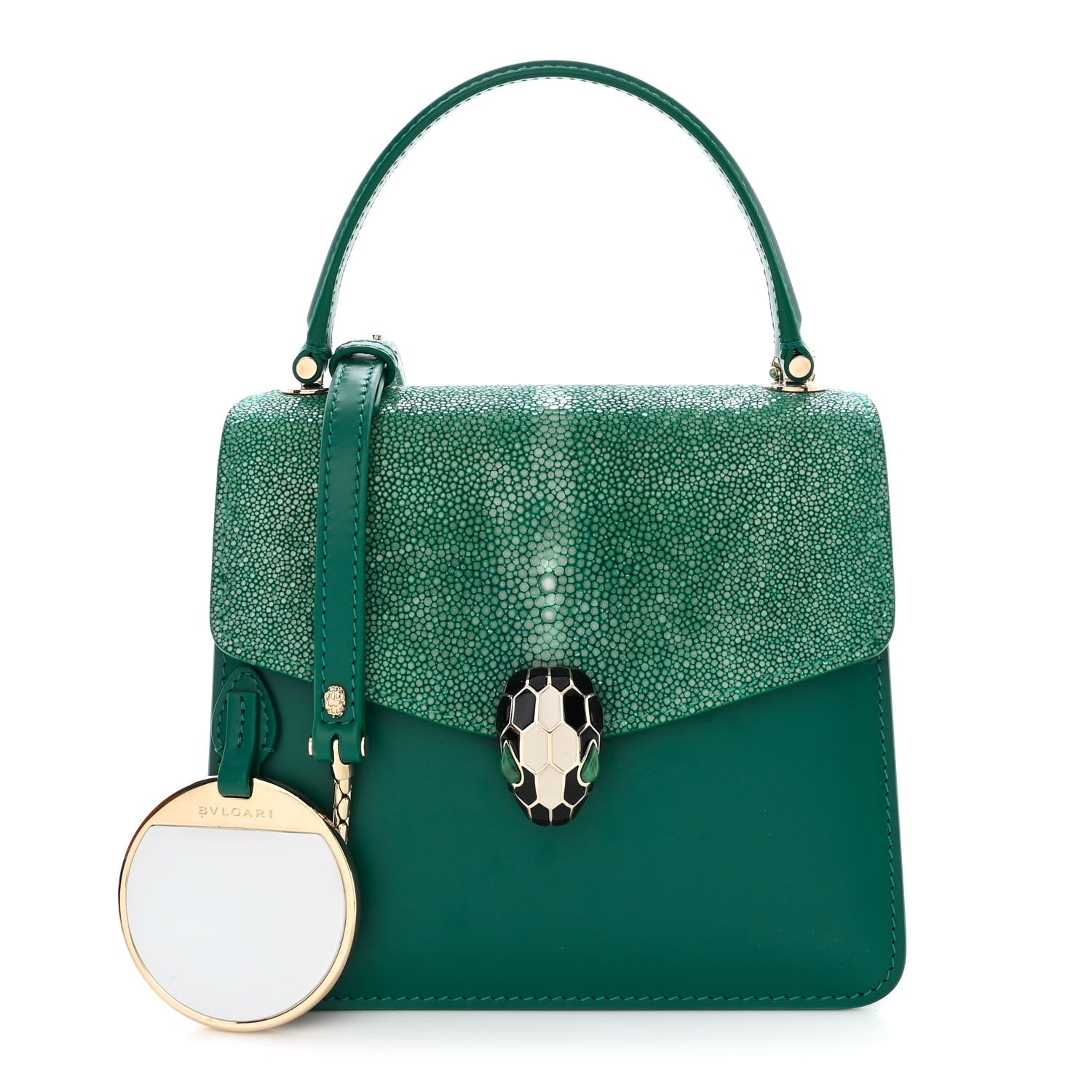 Bulgari Calfskin Galuchat Serpenti Forever Crossbody Emerald Green 1 of 10