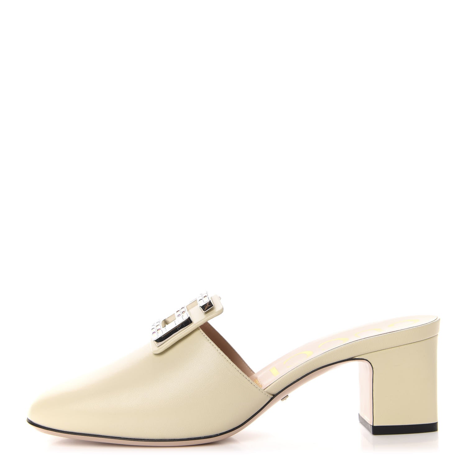 Gucci Malaga Kid Crystal Square G Madelyn Mules 40 Vintage White 1 of 10