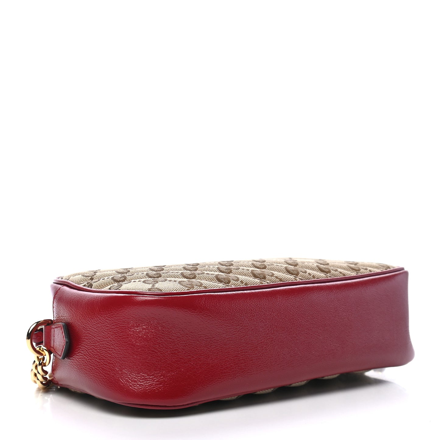 Monogram Azalea Calfskin Matelasse Diagonal Small GG Marmont Chain Shoulder Bag Beige Ebony New Cherry Red