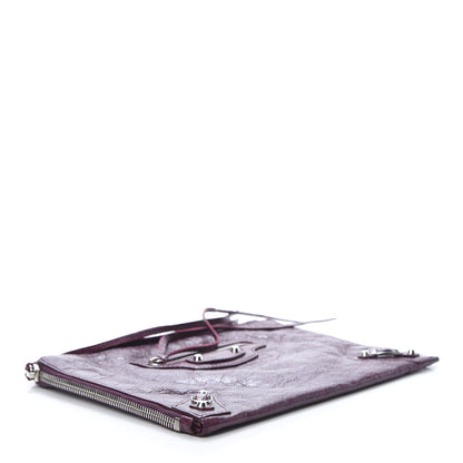Balenciaga Agneau Arena Classic Silver Hardware Small Pouch Violet Prune 4 of 7