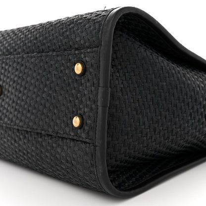 Chanel Straw Raffia Calfskin Chain Small Deauville Tote Black 10 of 13