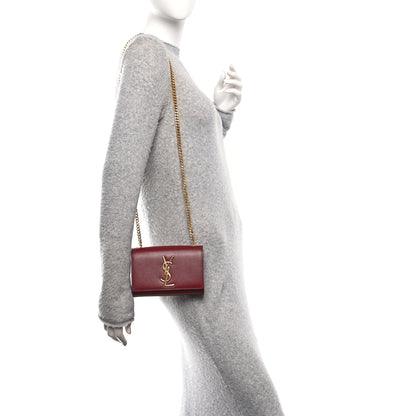 Saint Laurent Grain De Poudre Small Monogram Kate Satchel Red 2 of 14