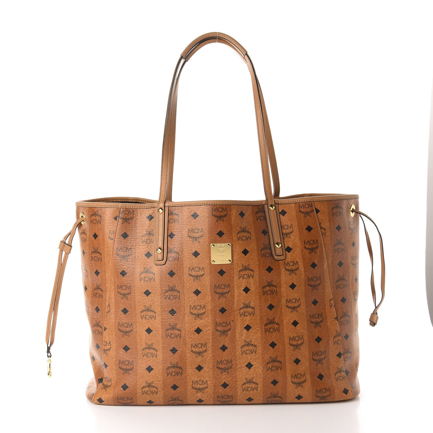 MCM Striped Visetos Large Shopper Tote Cognac 3 of 10