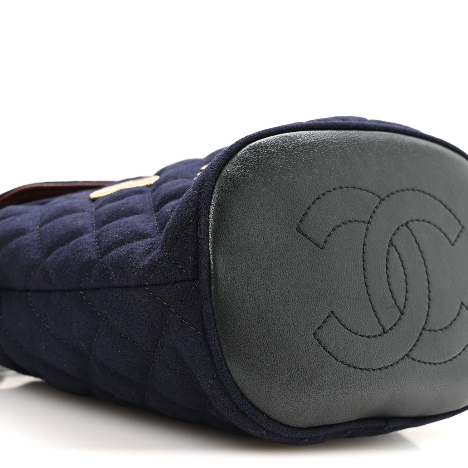 Chanel Wool Lambskin Quilted Paris Hamburg Charms Bucket Bag Dark Navy 8 of 9