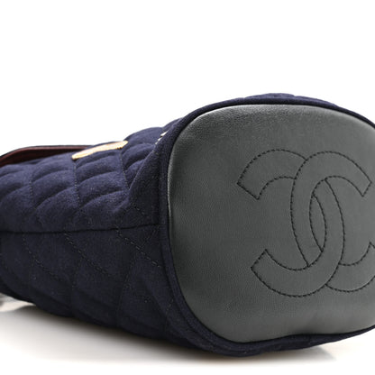 Chanel Wool Lambskin Quilted Paris Hamburg Charms Bucket Bag Dark Navy 8 of 9