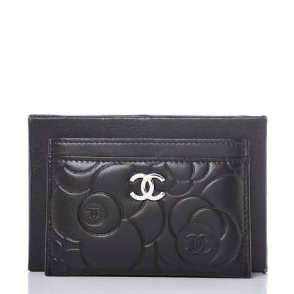 Chanel Lambskin Camellia Embossed Card Holder Black 9 of 9