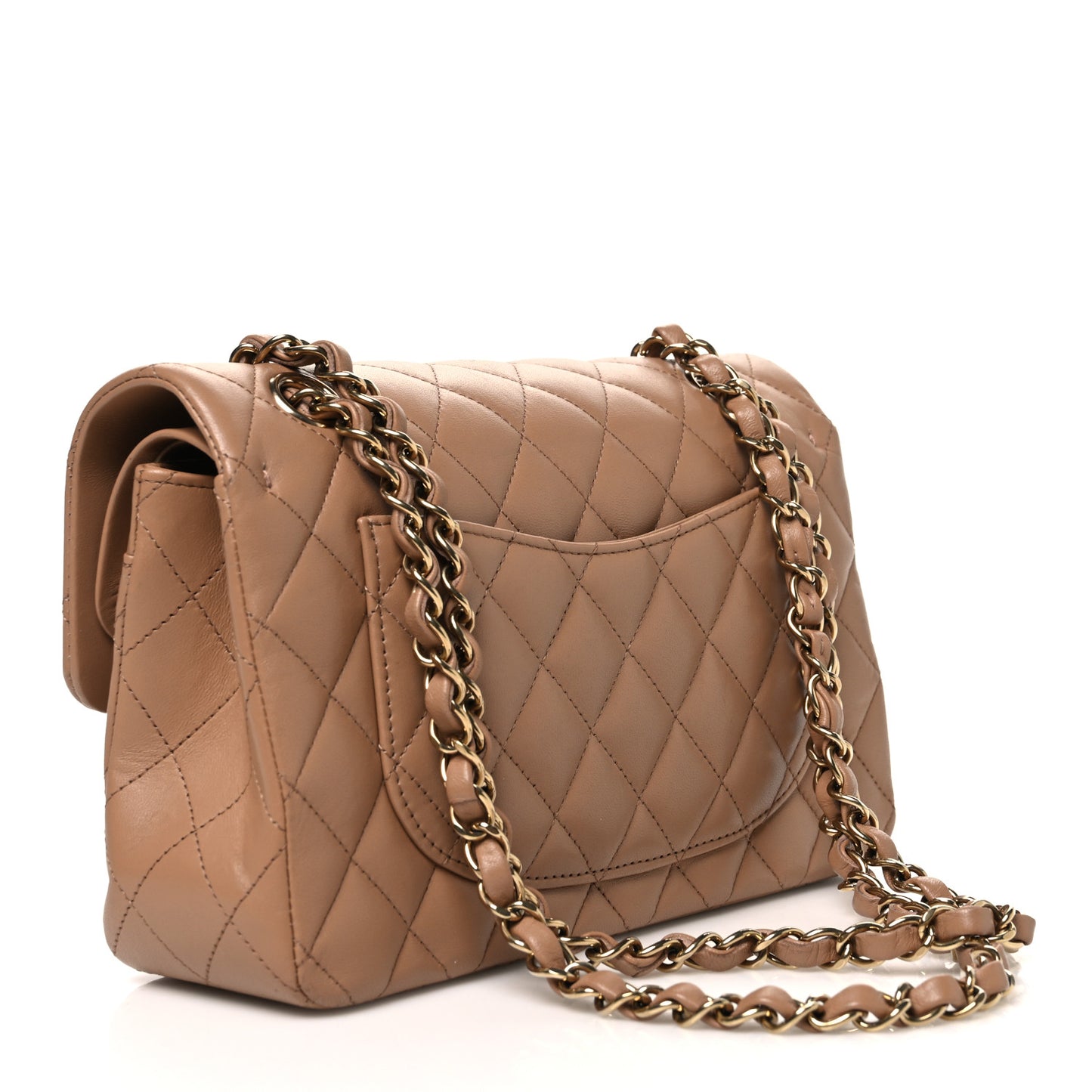 Lambskin Quilted Small Double Flap Brown