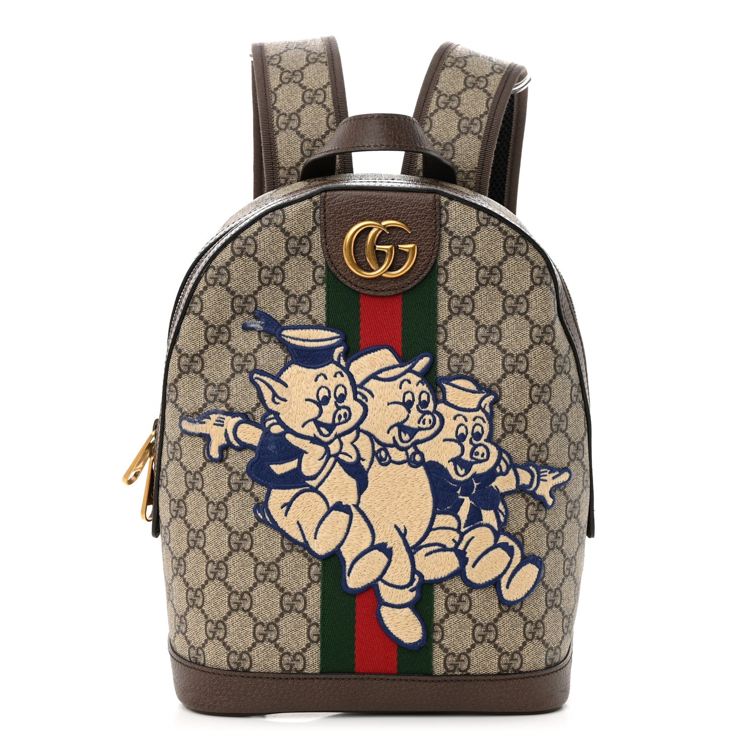 Gucci X DISNEY GG Supreme Monogram Web Three Little Pigs Ophidia Dome Backpack Beige New Acero 1 of 14