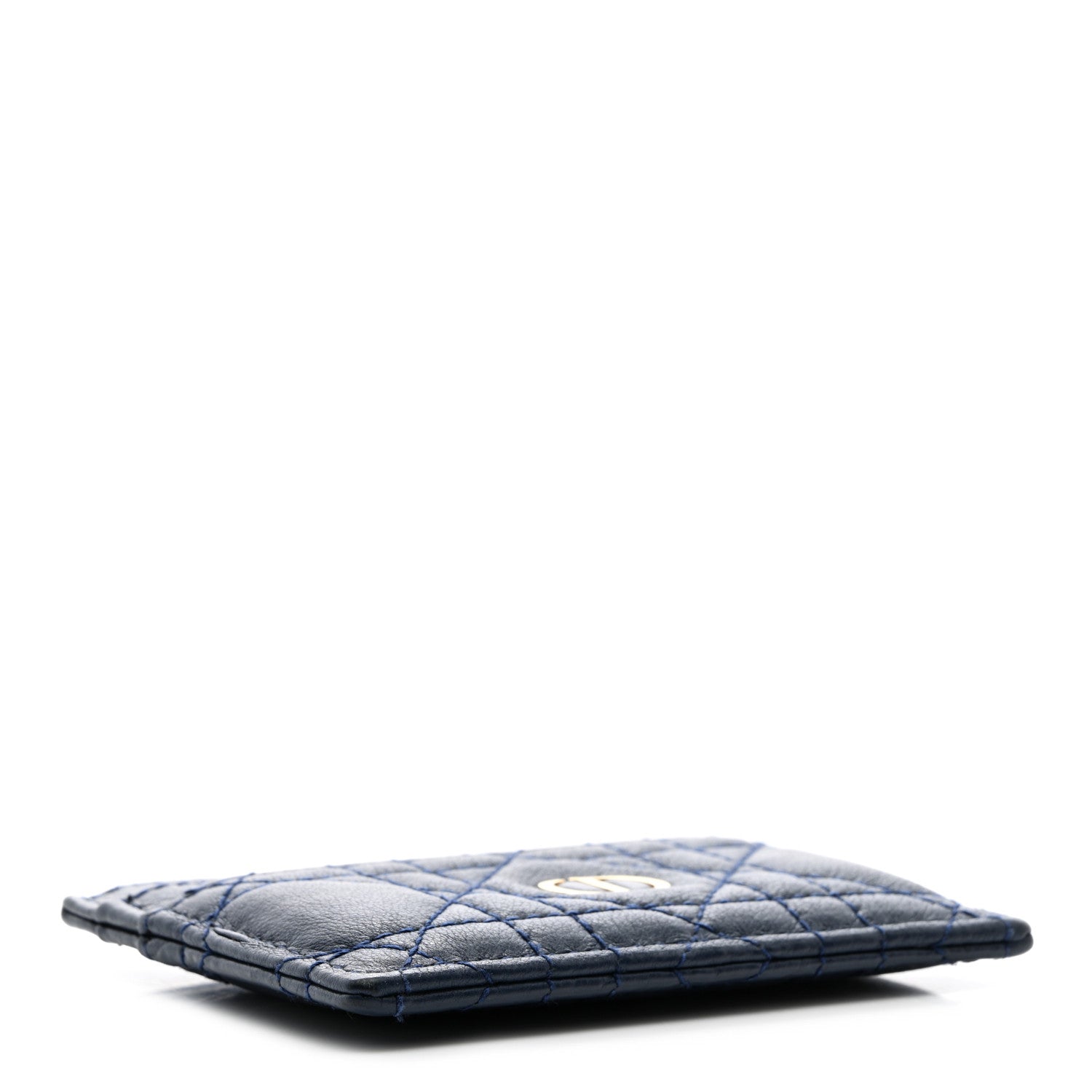 Christian Dior Supple Calfskin Cannage Caro Fresia Card Holder Navy 4 of 9