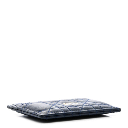 Christian Dior Supple Calfskin Cannage Caro Fresia Card Holder Navy 4 of 9