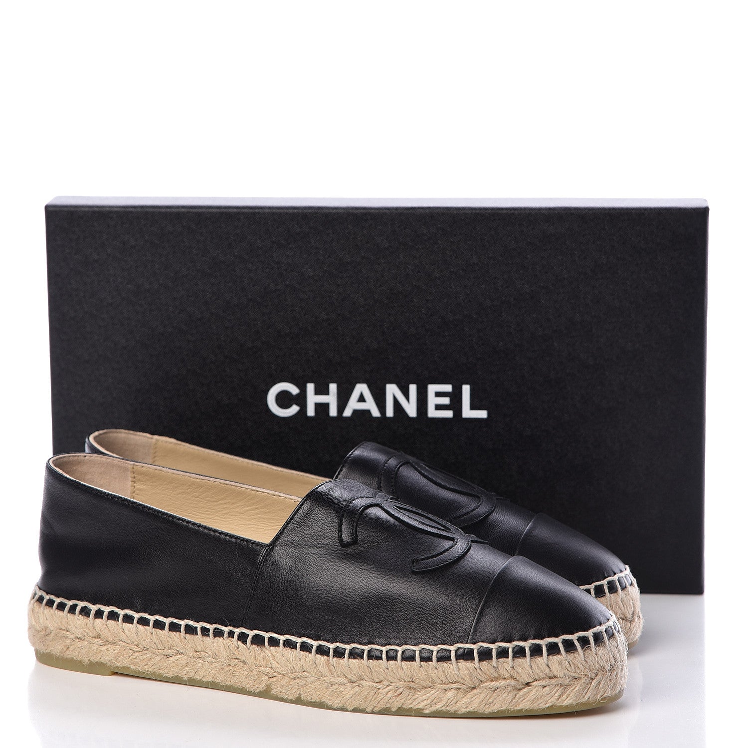 Chanel Lambskin CC Espadrilles 38 Black 9 of 9