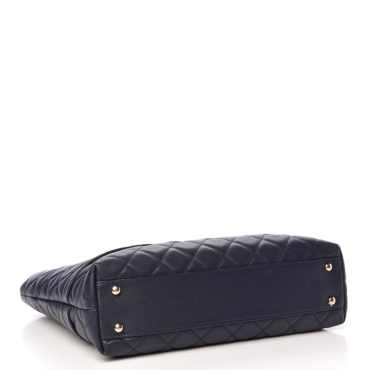 Chanel Caviar Quilted Small Zipped Shopping Tote Navy Blue 4 of 16