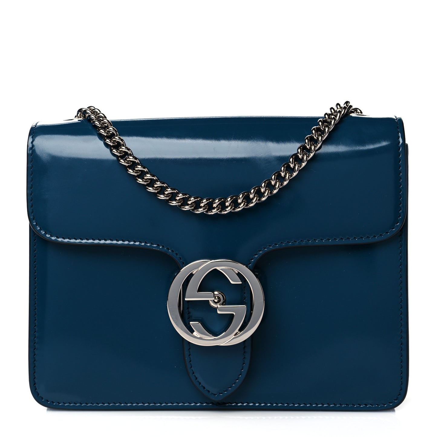 Shade Lux Calfskin Small Interlocking G Shoulder Bag Dusty Avio