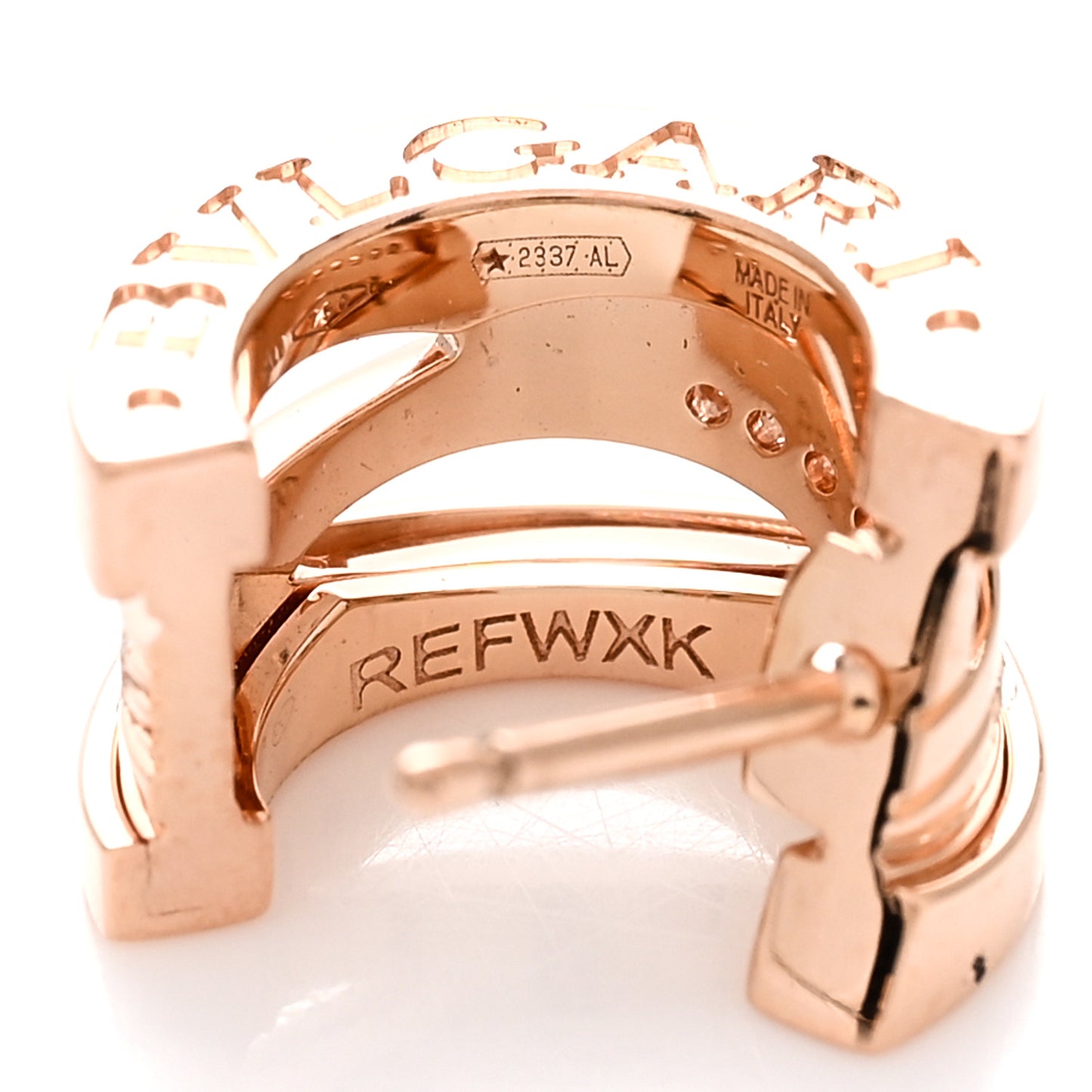 18K Rose Gold Diamond B.Zero1 Legend Hoop Earrings