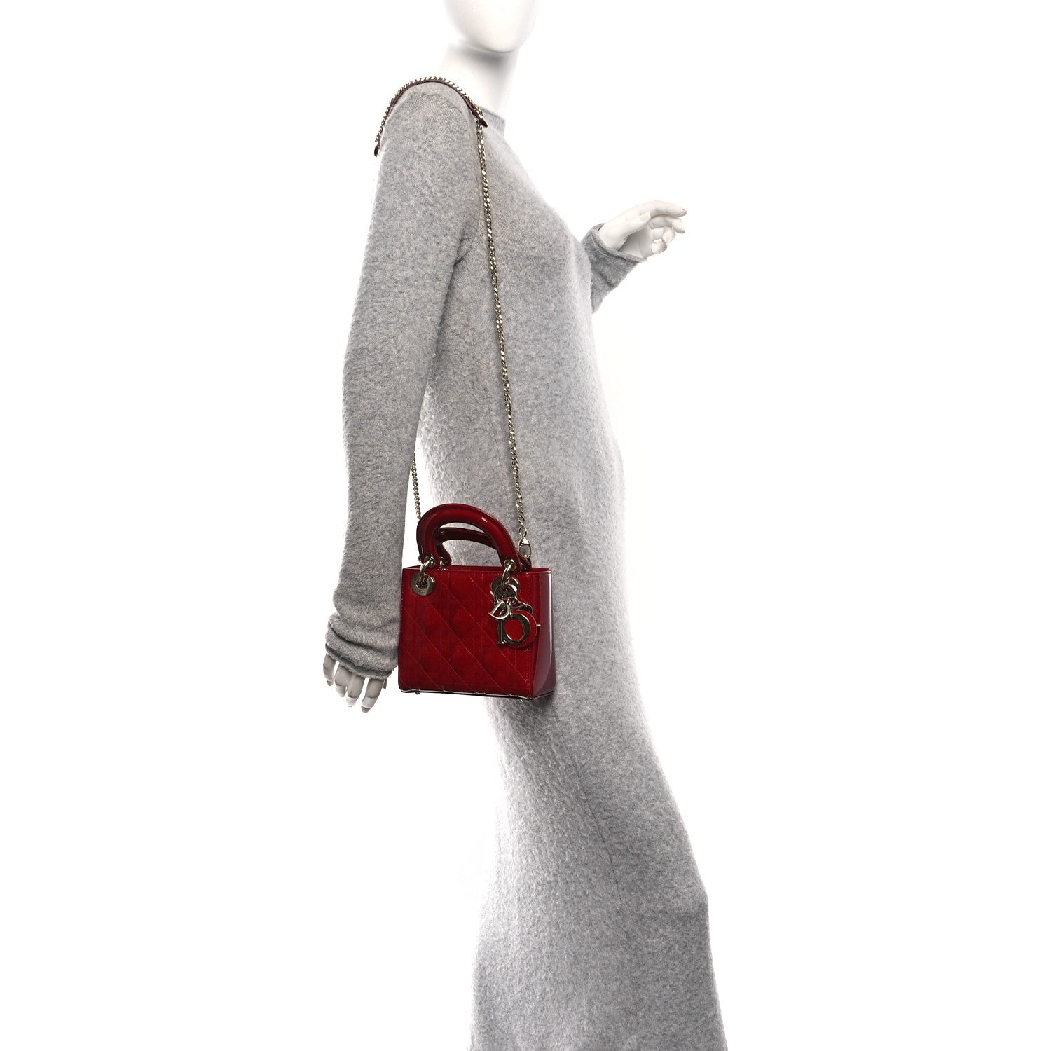 Christian Dior Patent Cannage Mini Lady Dior Red 2 of 9