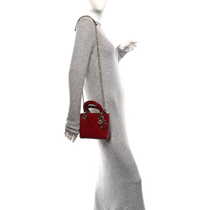 Christian Dior Patent Cannage Mini Lady Dior Red 2 of 9