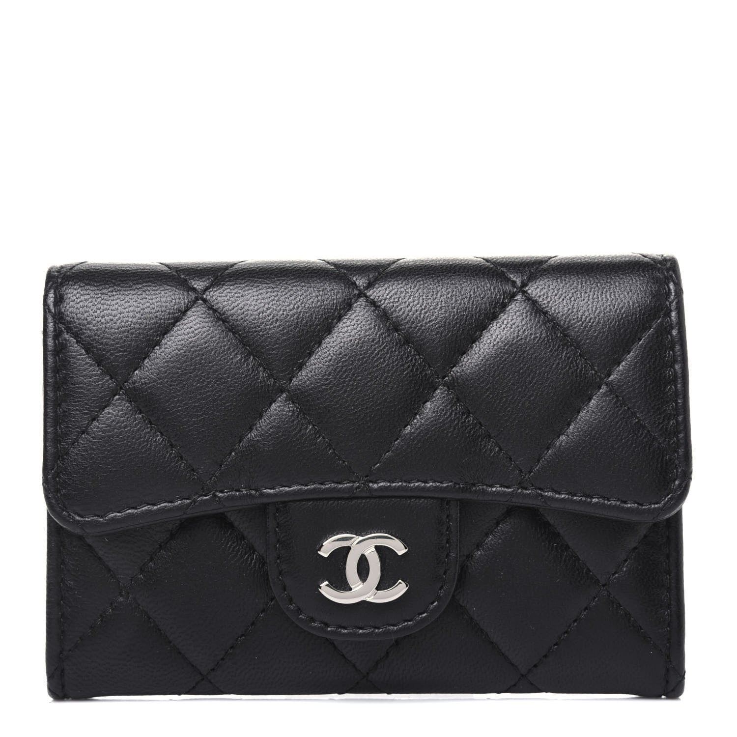 Chanel Lambskin Quilted Flap Card Holder Black 1 of 14