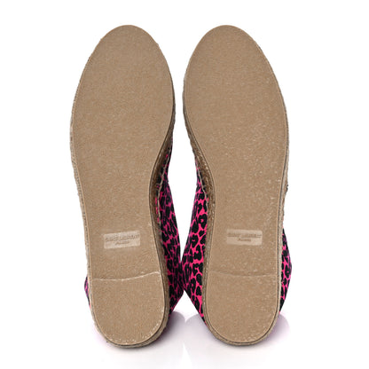 Saint Laurent Canvas Leopard Print Espadrilles 41 Fushia Black 5 of 9