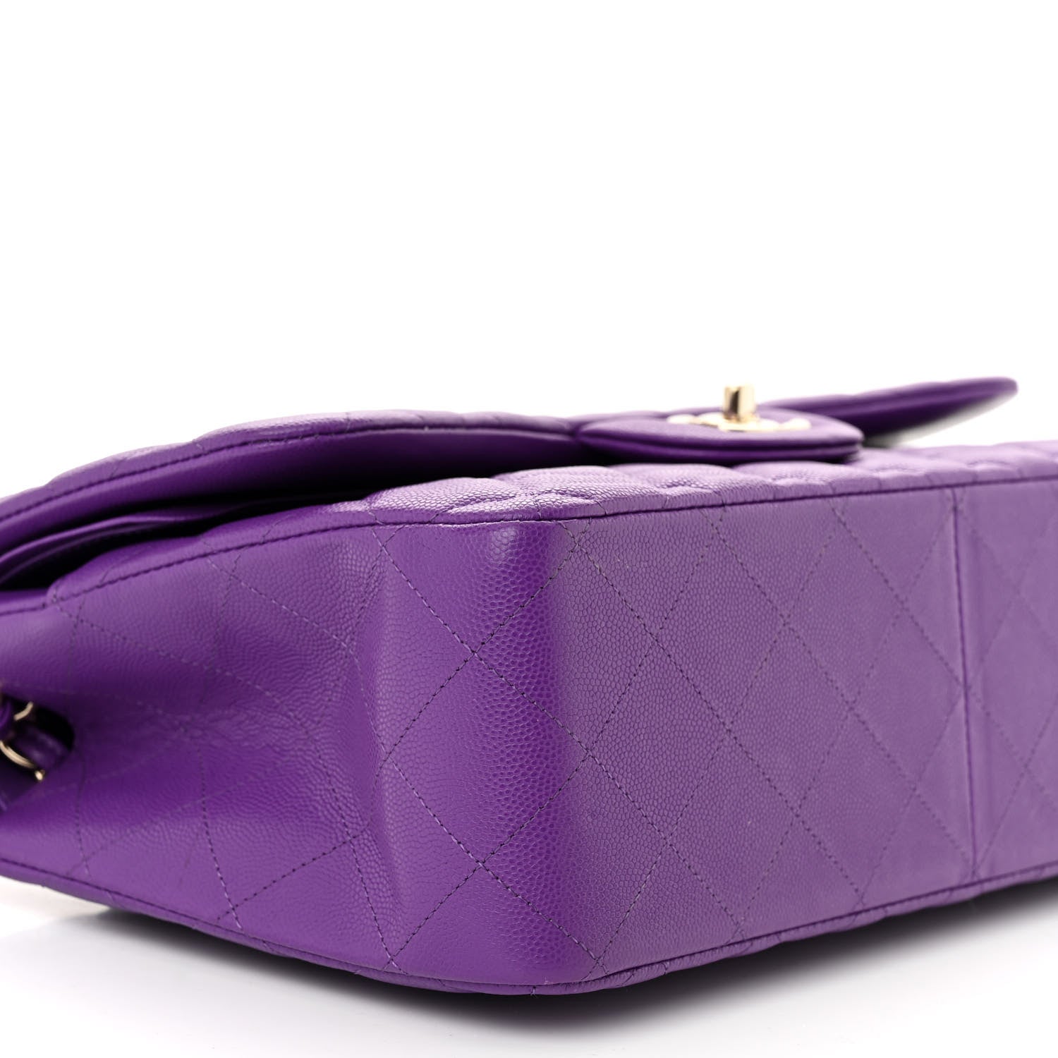 Chanel Caviar Quilted Jumbo Double Flap Purple 9 of 11