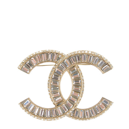 Chanel Baguette Crystal CC Brooch Silver 1 of 5
