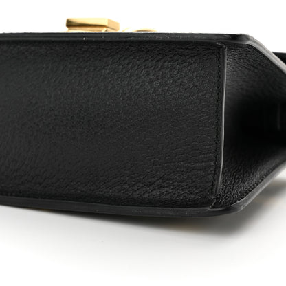 Gucci Textured Calfskin Bee Star Print Mini Sylvie Top Handle Bag Black 11 of 13