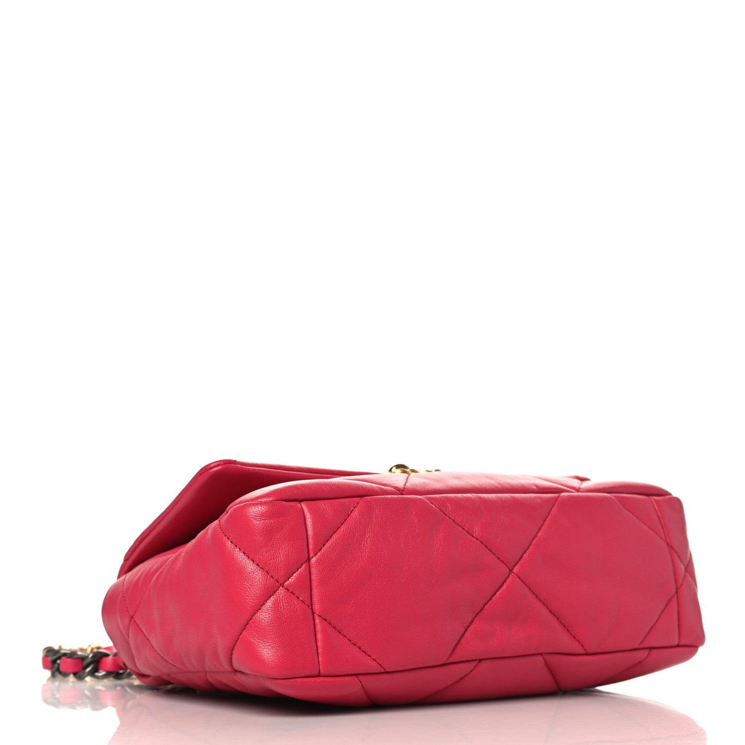 Chanel Shiny Goatskin Quilted Medium Chanel 19 Flap Dark Pink 4 of 9
