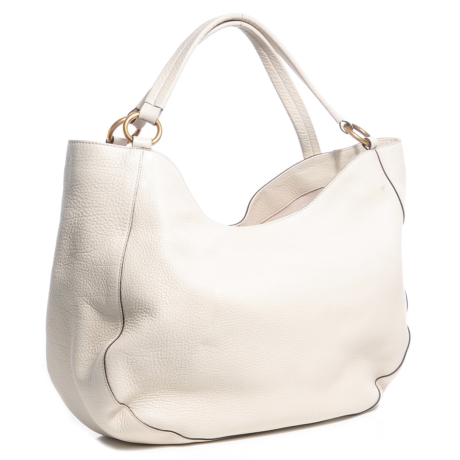Gucci Pebbled Calfskin Twill Medium Shoulder Bag White 3 of 7