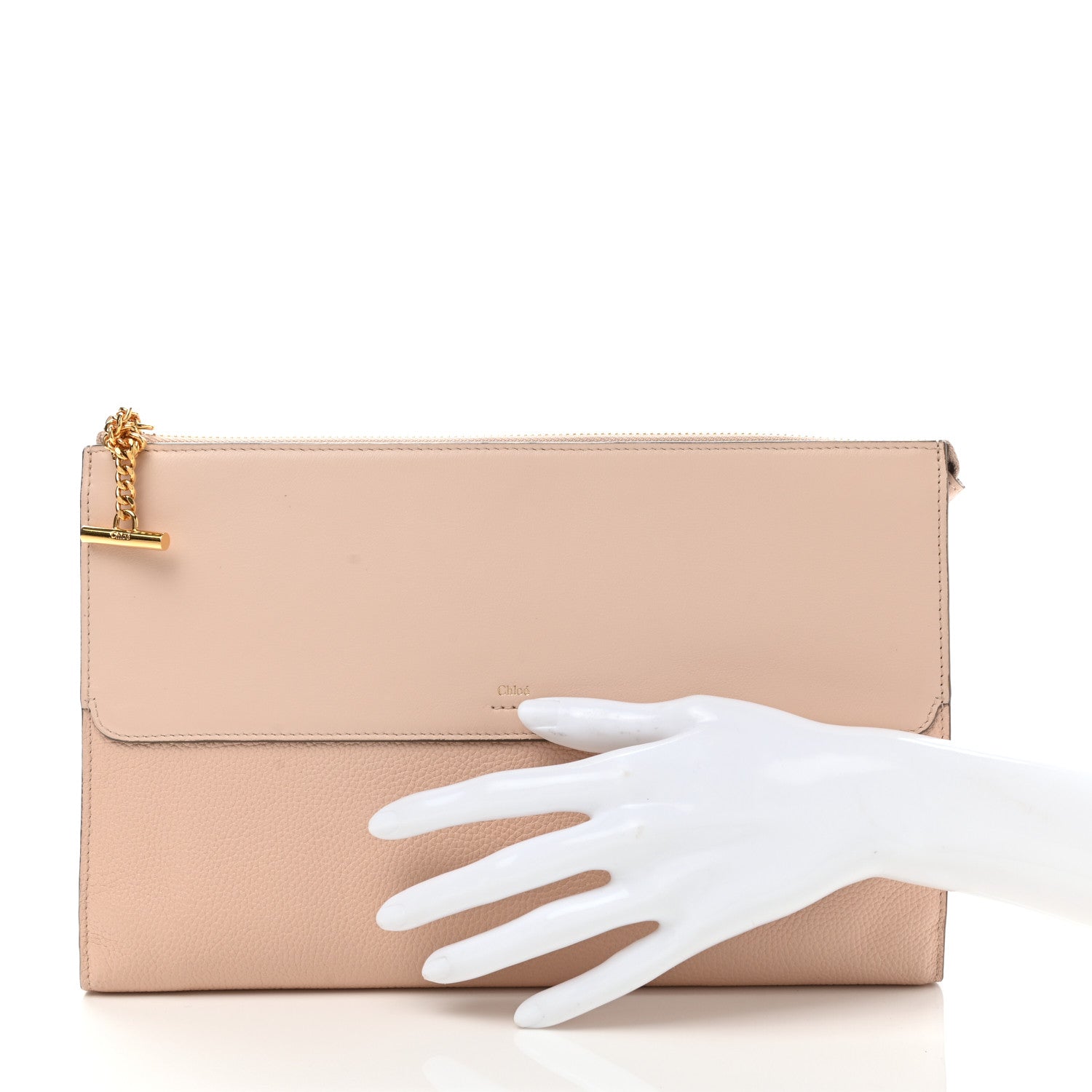 Chloe Grained Calfskin Joe Clutch Cement Pink 2 of 9