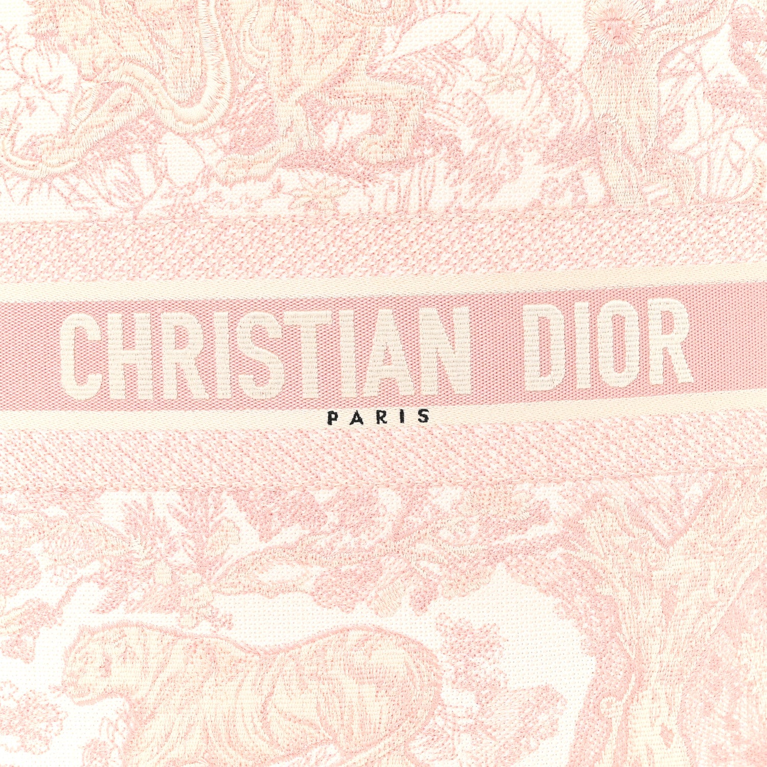 Christian Dior Canvas Toile De Jouy Embroidered Large Book Tote Pink 8 of 12