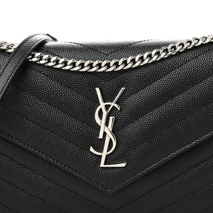 Saint Laurent Grain De Poudre Matelasse Chevron Monogram Envelope Chain Wallet Black 7 of 9