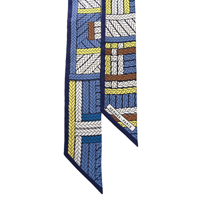 Hermes Silk Tresses H Twilly Bleu Lavande Marin Jaune 2 of 4