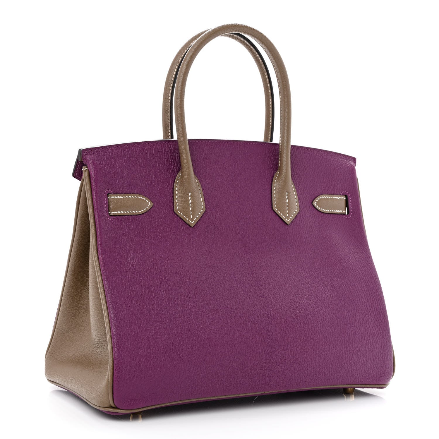 Hermes Chevre Mysore Bi-Color Horseshoe Birkin 30 Anemone Etoupe 3 of 11