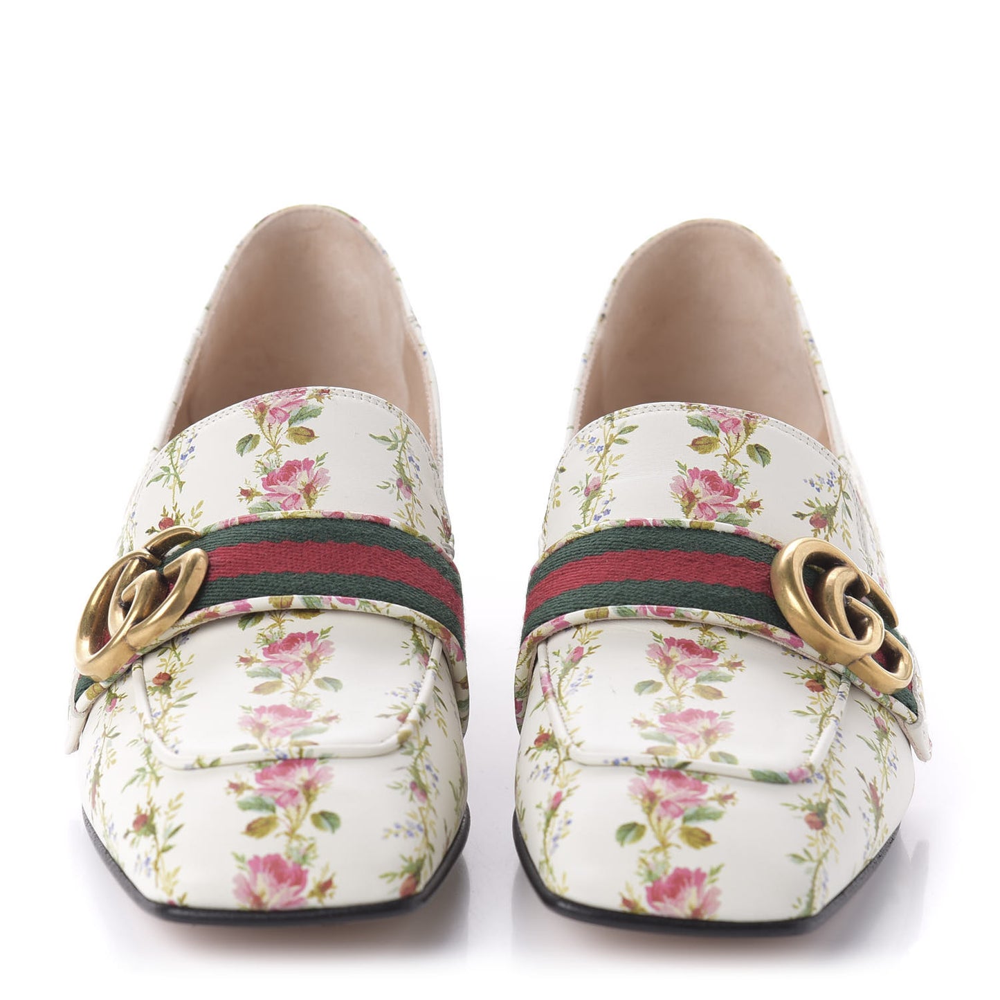 Calfskin Web Pearl Floral Embellished Peyton Loafer 36 White Multicolor