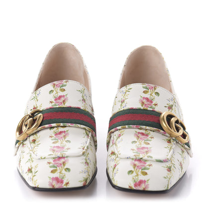 Gucci Calfskin Web Pearl Floral Embellished Peyton Loafer 36 White Multicolor 2 of 9