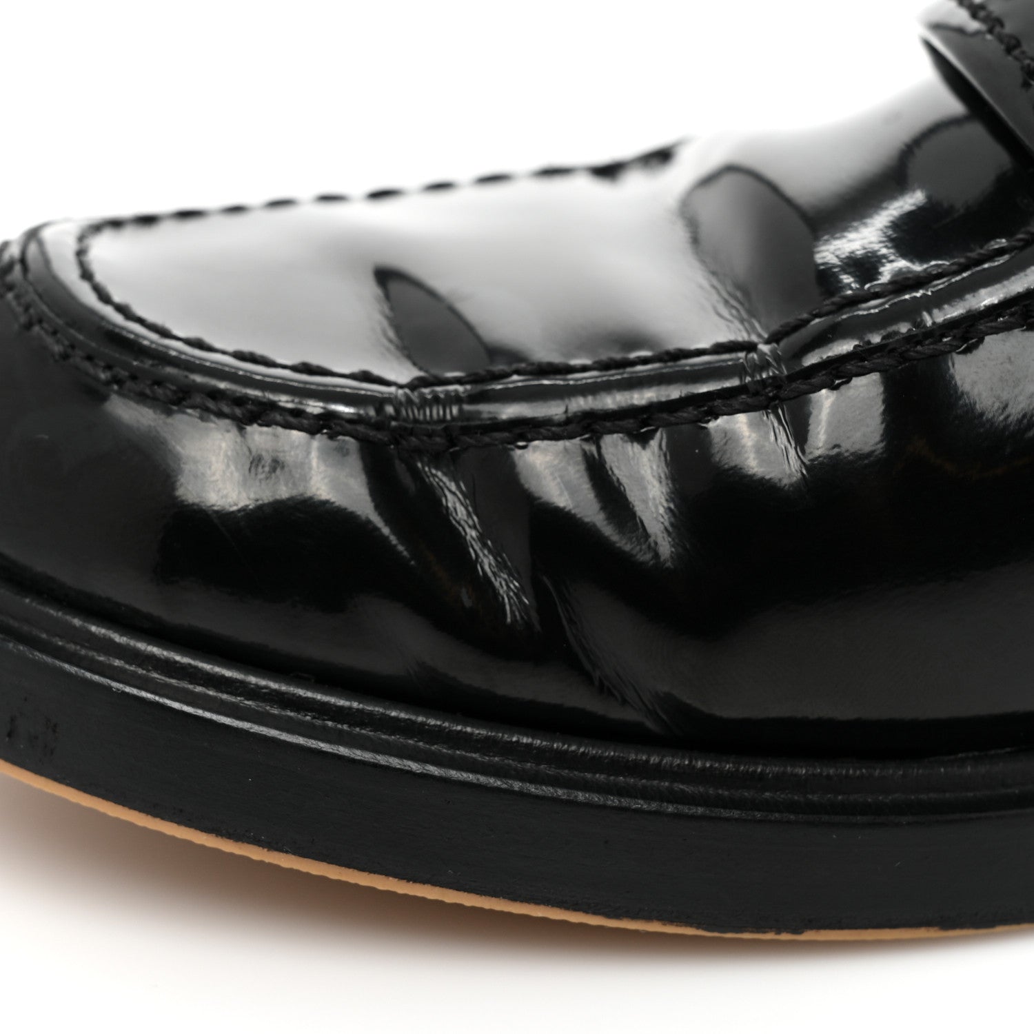 Chanel Shiny Calfskin Logo Loafers 38 Black 11 of 12