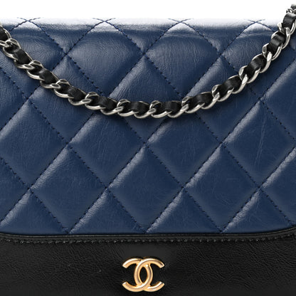 Chanel Aged Calfskin Quilted Gabrielle Wallet On Chain WOC Navy Black 8 of 12