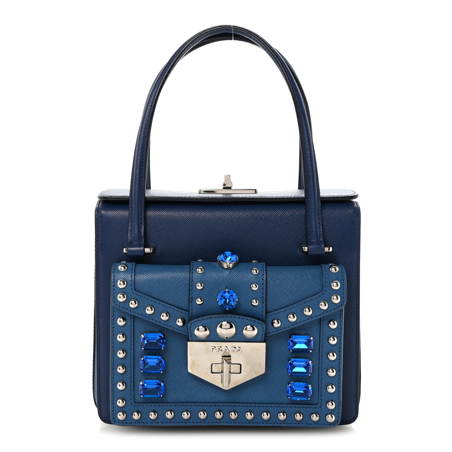 Prada Saffiano Sound Studded Bag Bluette Cobalto 1 of 9