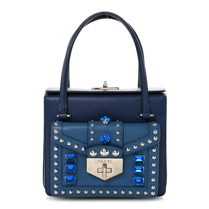 Prada Saffiano Sound Studded Bag Bluette Cobalto 1 of 9
