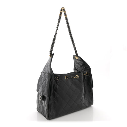 Chanel Shiny Crumpled Calfskin Quilted Small Chanel 25 Handbag Black 2 of 10