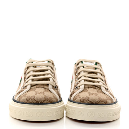 Gucci GG Monogram Web Womens 1977 Tennis Sneakers 38 Beige Ebony Mystic White 2 of 8