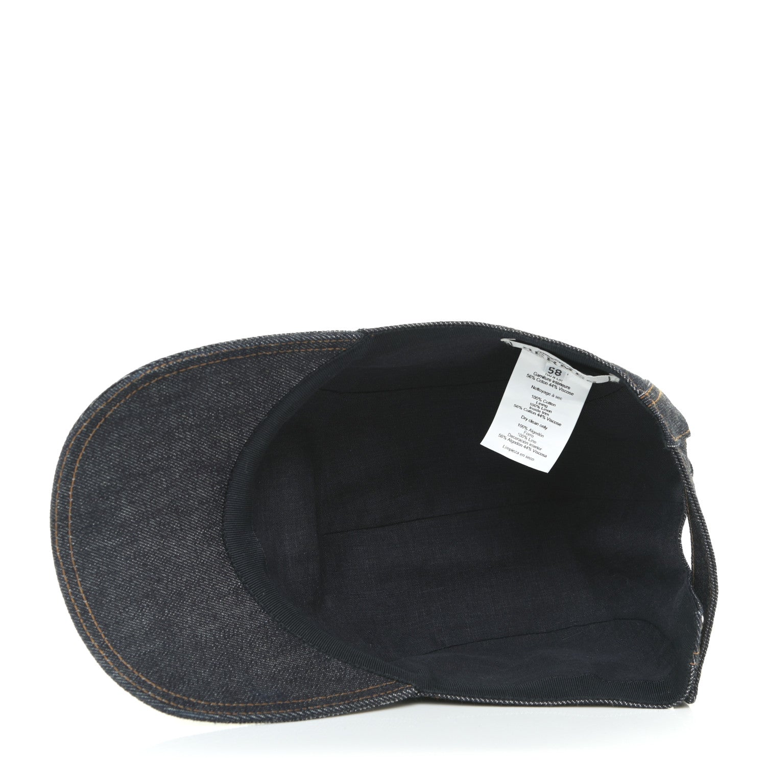 Hermes Denim Embroidered Nevada Cap 58 Indigo 4 of 5