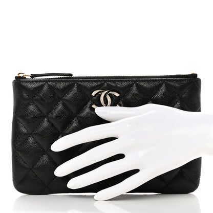 Chanel Caviar Quilted Crystal Enamel Cosmetic Case Black 2 of 8