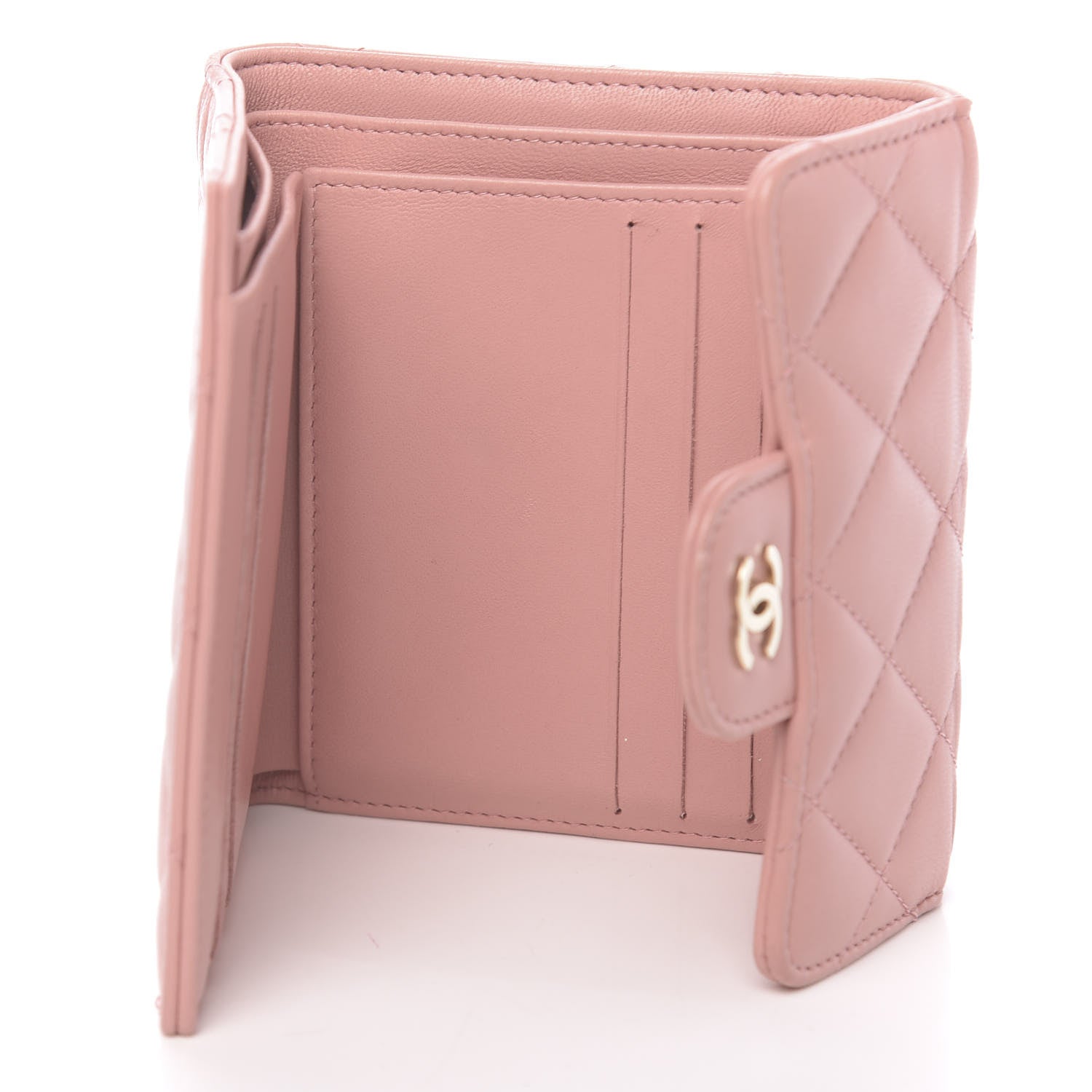 Chanel Lambskin Quilted Small Compact Wallet Pink 5 of 10