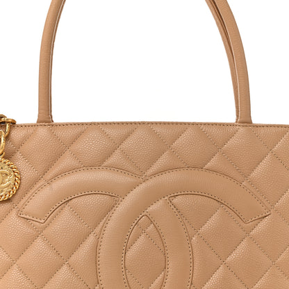 Chanel Caviar Quilted Medallion Tote Beige 8 of 12