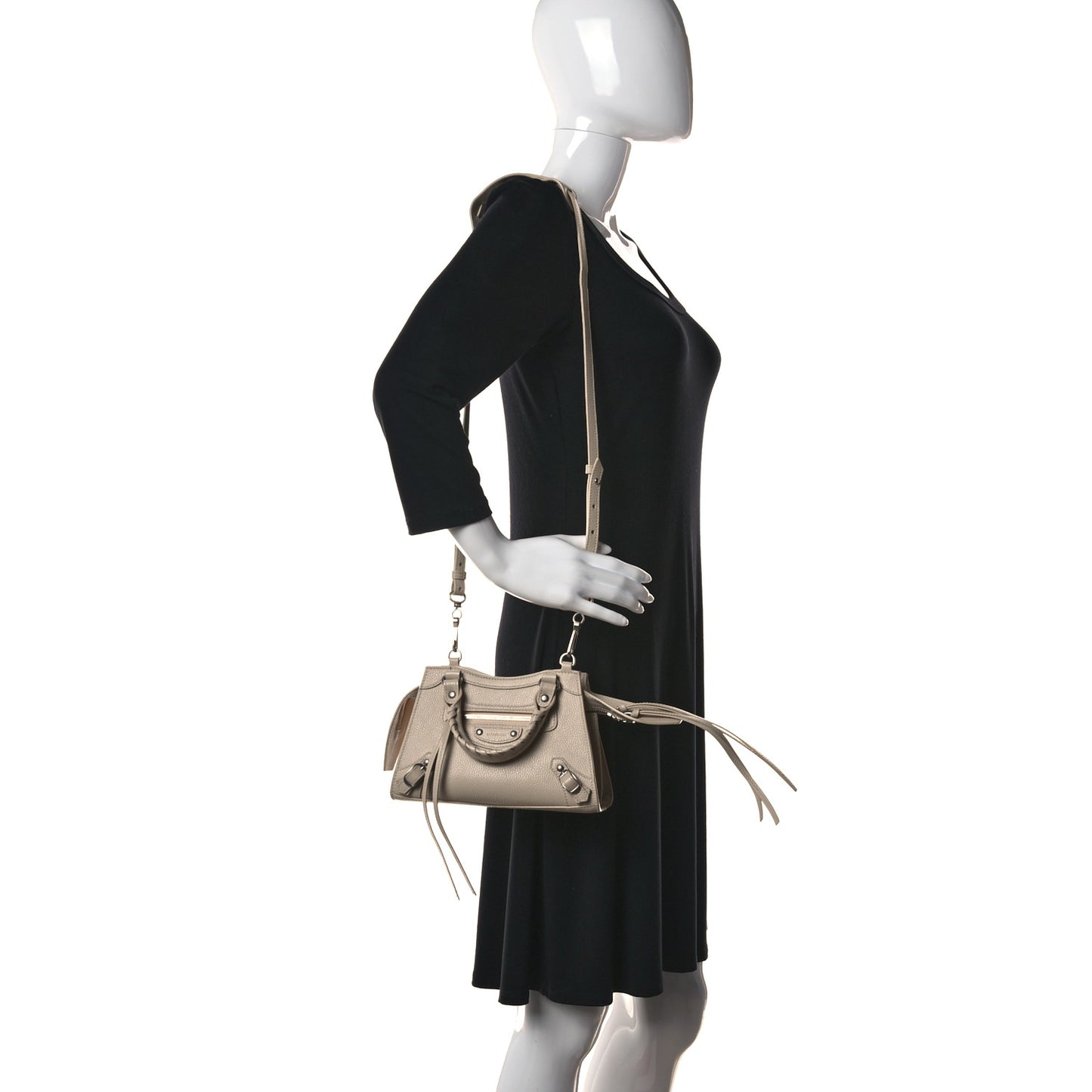 Grained Calfskin Neo Classic Silver Hardware Mini City Cream