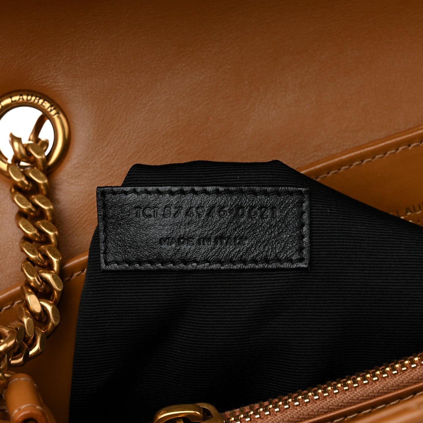 Calfskin Y Quilted Monogram Medium Loulou Chain Satchel Dark Natural