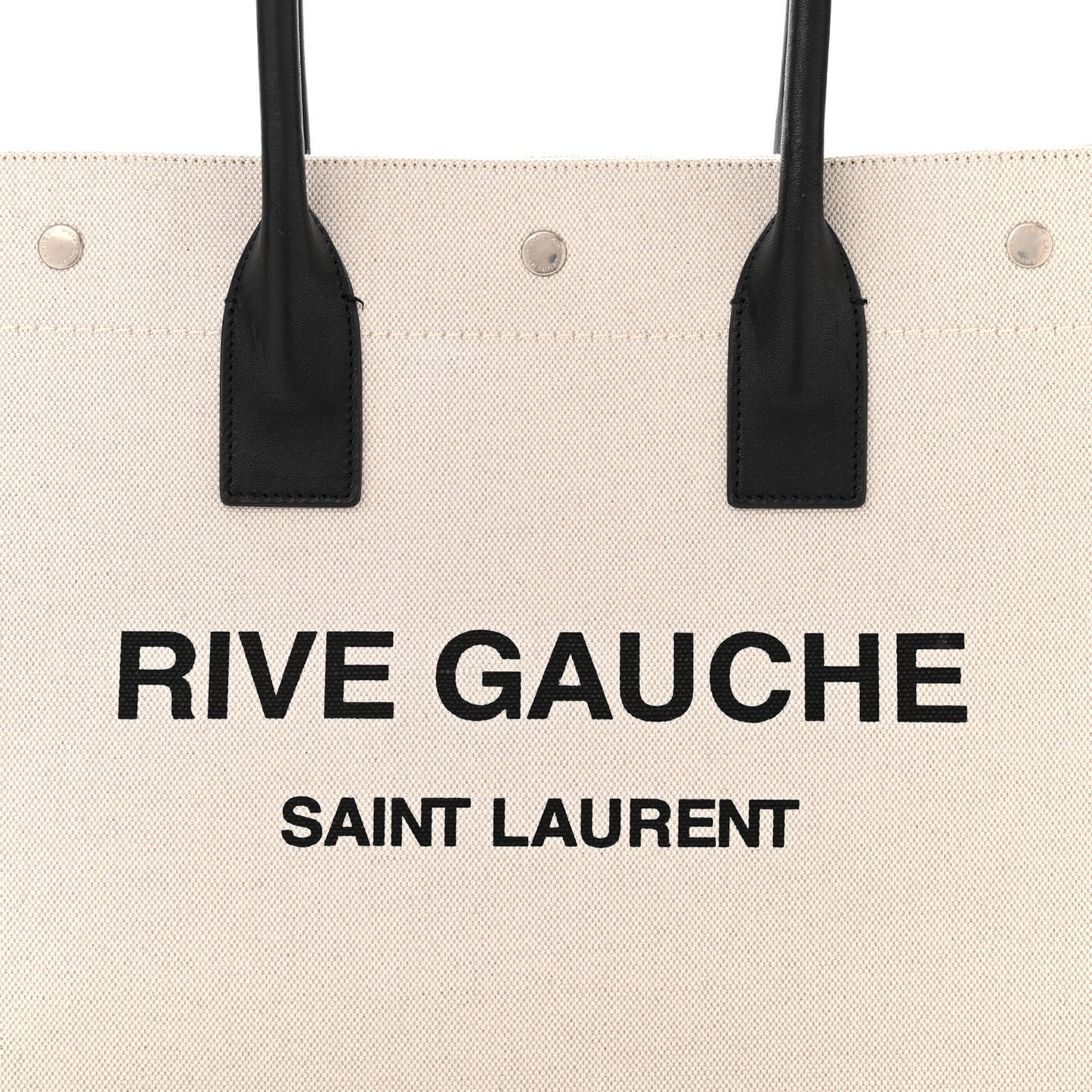 SAINT LAURENT Linen Calfskin Small Rive Gauche Tote Greggio Natural